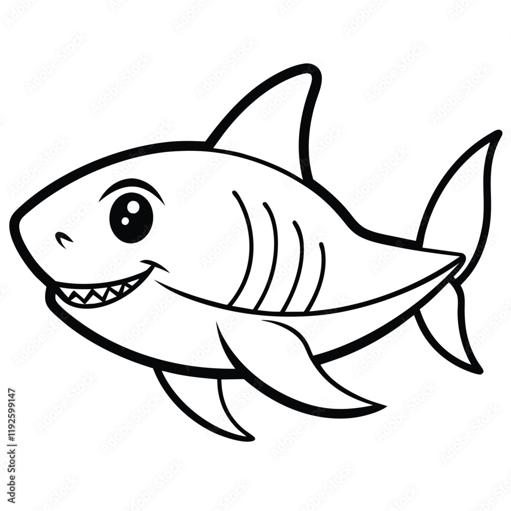 Fototapeta premium cute shark outline for coloring book