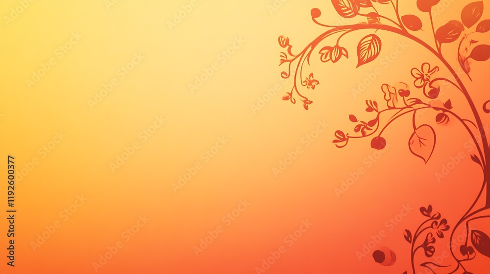 Orange Gradient Background with Floral Design Orange Gradient Background with Floral Design