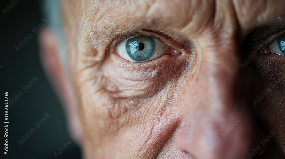 Close up portrait of an elderly man with striking blue eyes highlighting unique visual characteristics and expressive facial textures Close up portrait of an elderly man with striking blue eyes highlighting unique visual characteristics and expressive facial textures
