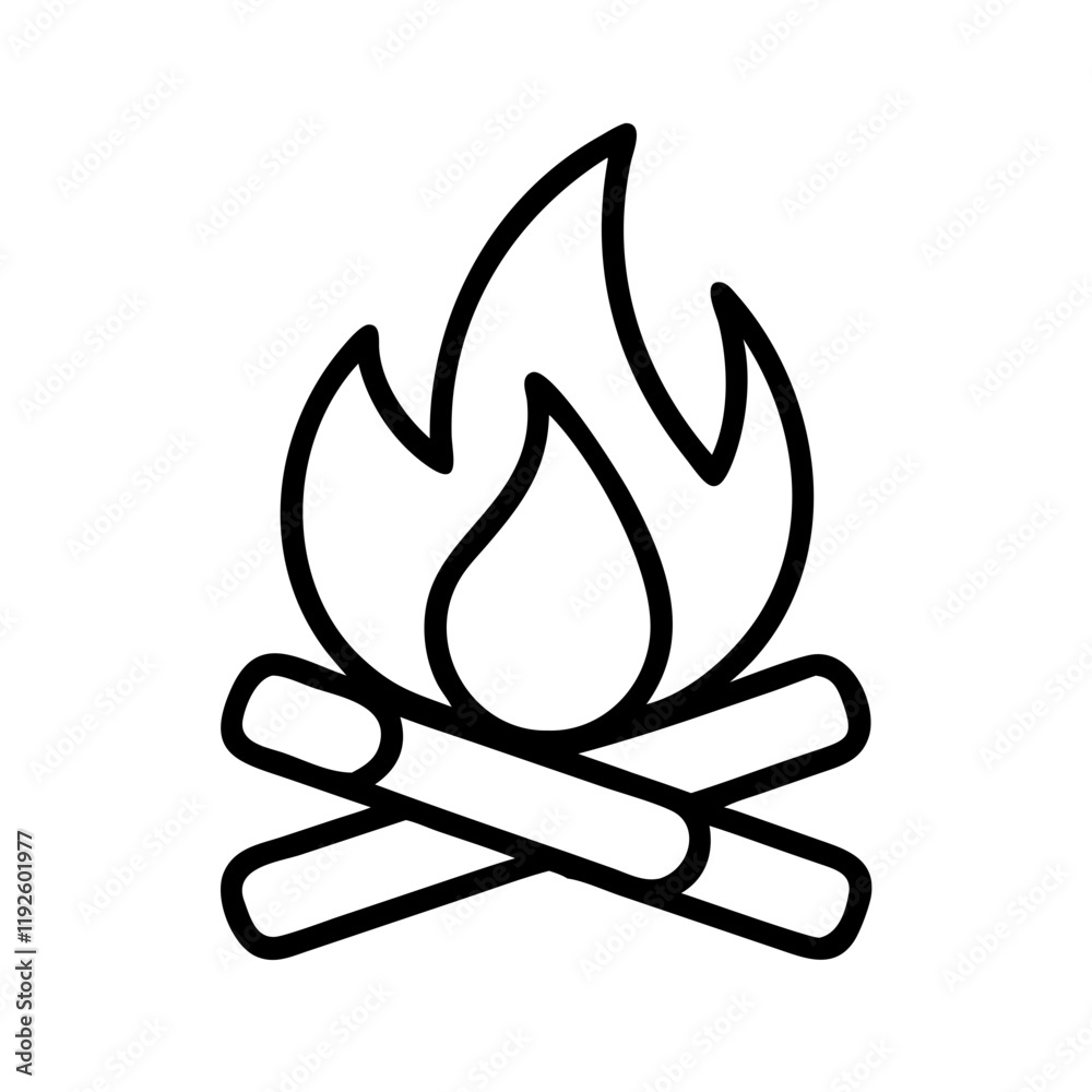 campfire icon, campfire line art - simple line art of campfire, perfect for campfire logos and icons and themed design campfire icon, campfire line art - simple line art of campfire, perfect for campfire logos and icons and themed design