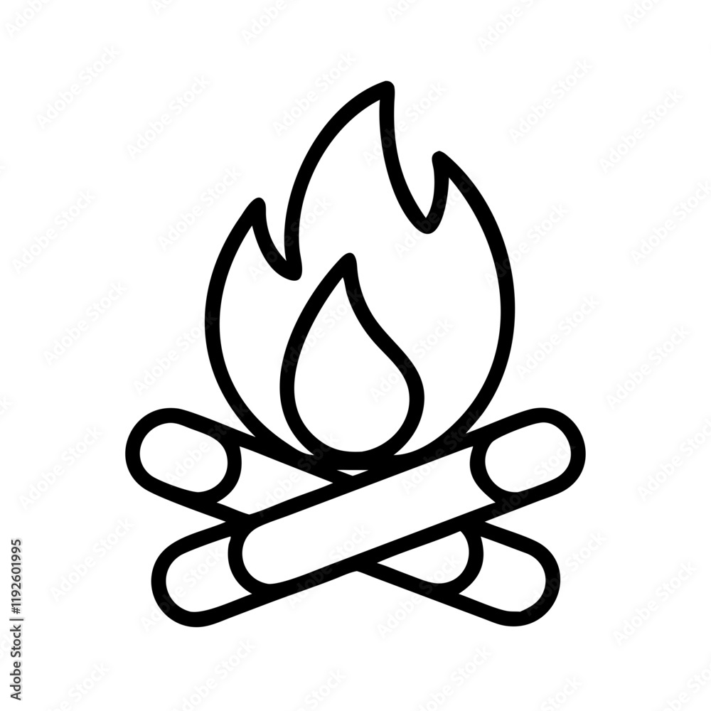 campfire icon, campfire line art - simple line art of campfire, perfect for campfire logos and icons and themed design campfire icon, campfire line art - simple line art of campfire, perfect for campfire logos and icons and themed design