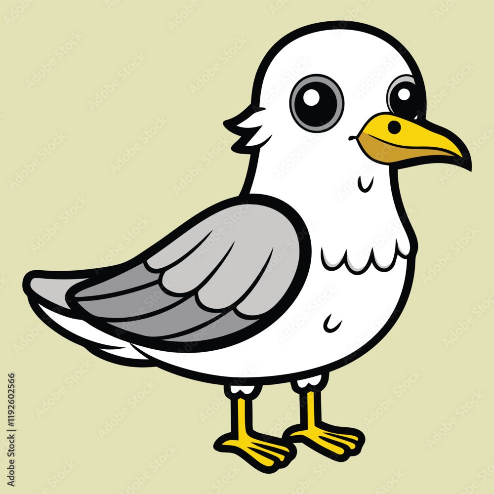 Obraz premium cute seagull outline for coloring book