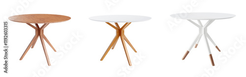 Set of round tables isolated on transparent background. 3D render. photo