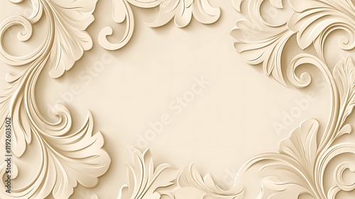 Wallpaper Mural Elegant Cream Floral Design Background Frame Torontodigital.ca