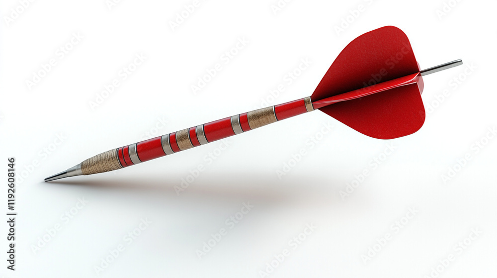 A red dart on a white background. A red dart on a white background.