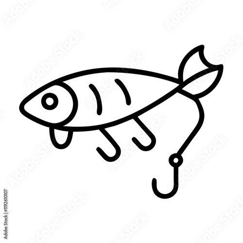 fishing bait minnow icon, fishing bait minnow line art - simple line art of fishing bait minnow, perfect for fishing bait minnow logos and icons and themed design