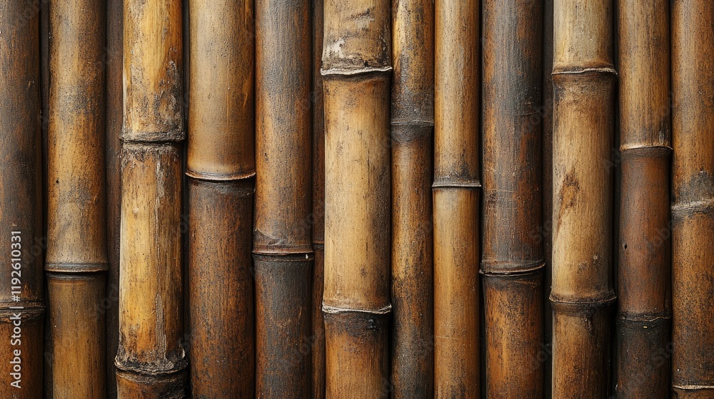 Bamboo wall texture background providing blank space for text or graphic overlay in natural earthy tones