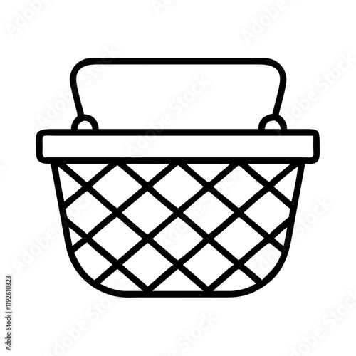 fishing creel basket icon, fishing creel basket line art - simple line art of fishing creel basket, perfect for fishing creel basket logos and icons and themed design
