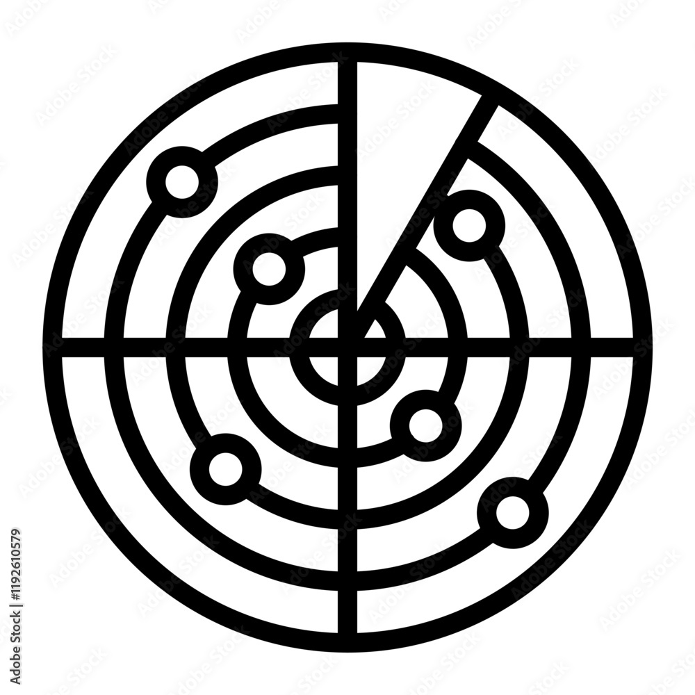 Radar Vector Line Icon Design