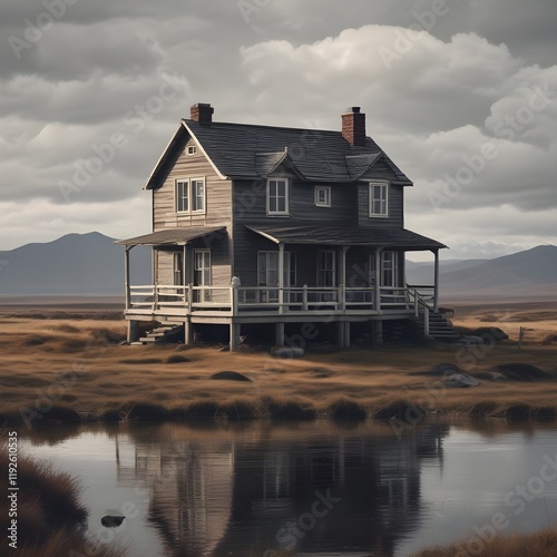house on the shore