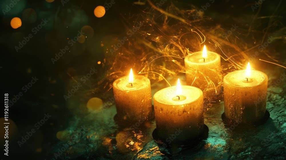 Softly glowing candles create a serene atmosphere, showcasing the beauty of luminous intensity in a tranquil setting with warm light. Softly glowing candles create a serene atmosphere, showcasing the beauty of luminous intensity in a tranquil setting with warm light.
