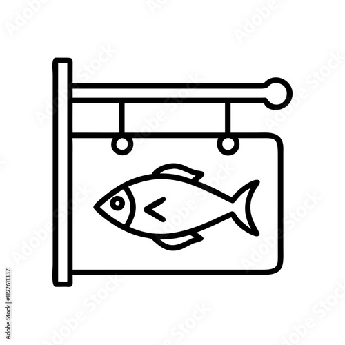 fishing tackle store sign icon, fishing tackle store sign line art - simple line art of fishing tackle store sign, perfect for fishing tackle store sign logos and icons and themed design