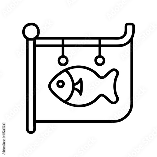 fishing tackle store sign icon, fishing tackle store sign line art - simple line art of fishing tackle store sign, perfect for fishing tackle store sign logos and icons and themed design