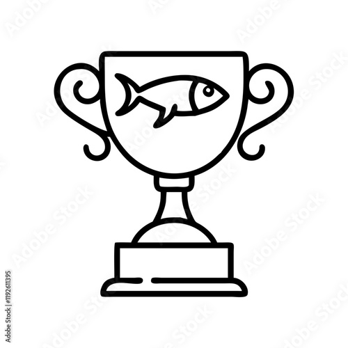 fishing tournament trophy icon, fishing tournament trophy line art - simple line art of fishing tournament trophy, perfect for fishing tournament trophy logos and icons and themed design