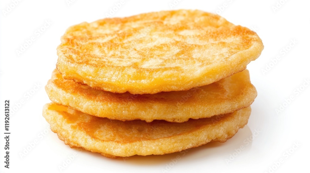 Stack of Delicious Banana Pancakes Isolated on Clean White Background Ready for Serving and Enjoying in Breakfast or Brunch Meals Stack of Delicious Banana Pancakes Isolated on Clean White Background Ready for Serving and Enjoying in Breakfast or Brunch Meals