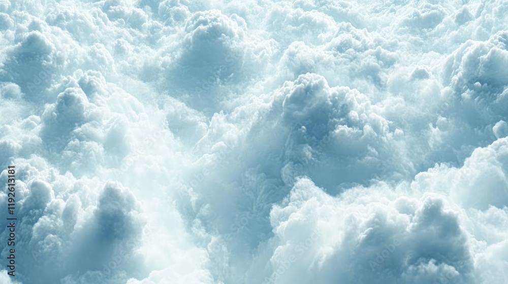 Fototapeta premium Fluffy white clouds in a bright blue sky creating a serene and dreamy outdoor nature background for panoramic wallpaper applications