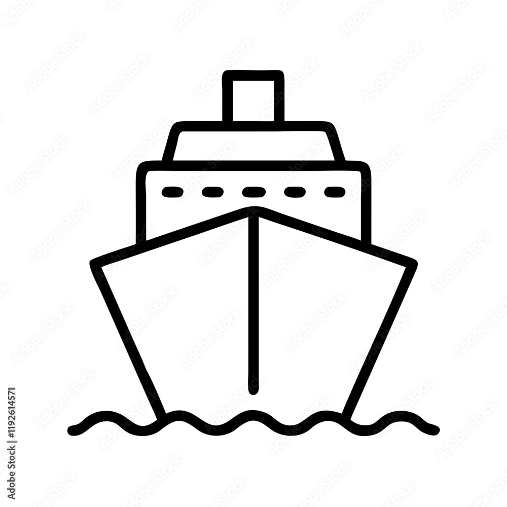 Fototapeta premium cruise ship icon, cruise ship line art - simple line art of cruise ship, perfect for cruise ship logos and icons and themed design
