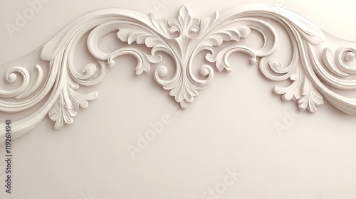 Elegant White Ornate Decorative Wall Design photo