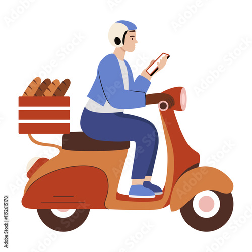 Food rider illustration in flat style 
