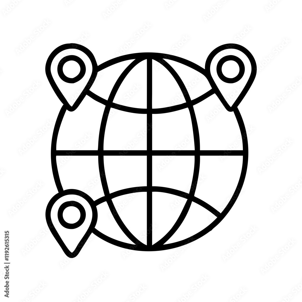 globe with pins icon, globe with pins line art - simple line art of globe with pins, perfect for globe with pins logos and icons and themed design globe with pins icon, globe with pins line art - simple line art of globe with pins, perfect for globe with pins logos and icons and themed design