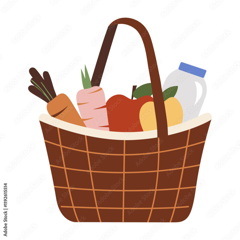 A flat illustration of food basket
A flat illustration of food basket
