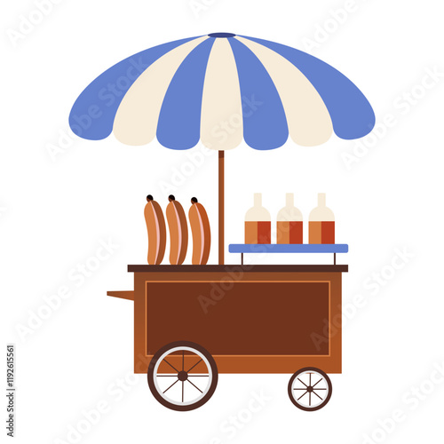 Street food cart illustration in flat style 
