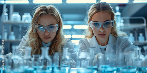 Female Scientists in a Laboratory Conducting Research   Innovation and Scientific Discovery  
