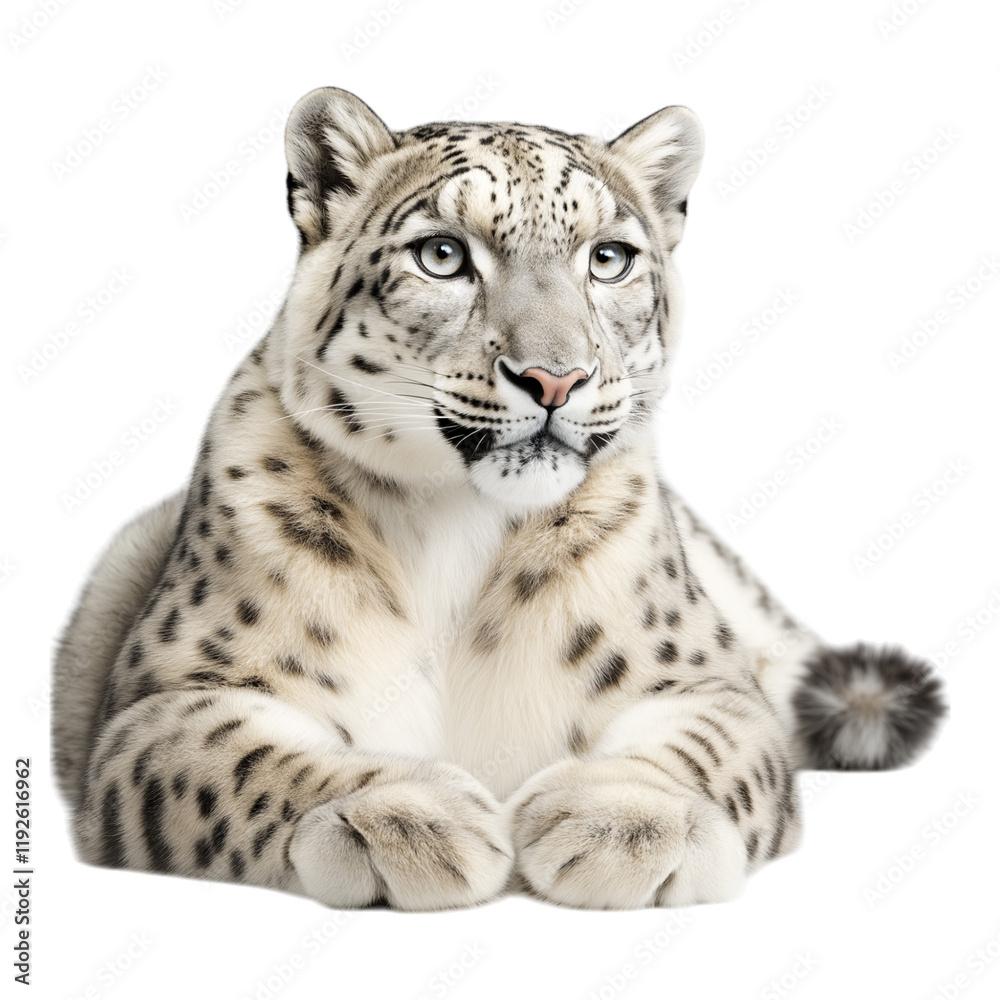 Snow leopard isolated on a white background. Snow leopard isolated on a white background.