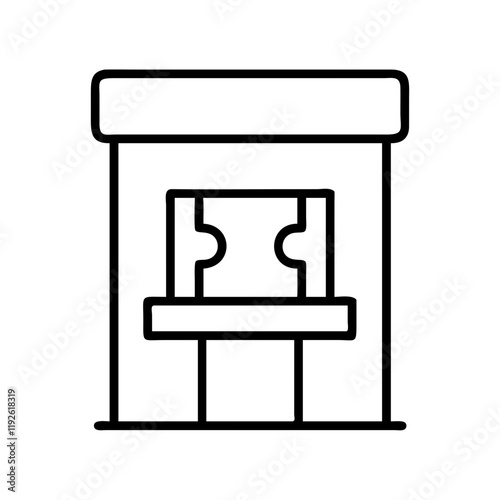 ticket kiosk icon, ticket kiosk line art - simple line art of ticket kiosk, perfect for ticket kiosk logos and icons and themed design