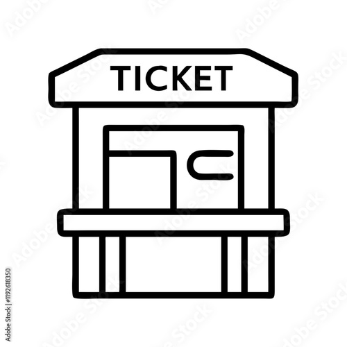 ticket kiosk icon, ticket kiosk line art - simple line art of ticket kiosk, perfect for ticket kiosk logos and icons and themed design