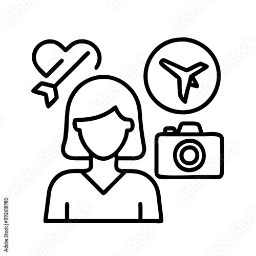 travel influencer icon, travel influencer line art - simple line art of travel influencer, perfect for travel influencer logos and icons and themed design photo