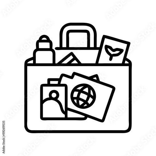 travel souvenirs bag icon, travel souvenirs bag line art - simple line art of travel souvenirs bag, perfect for travel souvenirs bag logos and icons and themed design