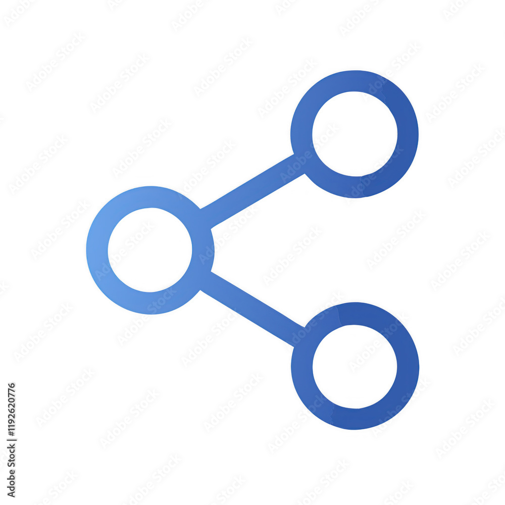 A blue sharing symbol with two circles connected by a line, representing the concept of sharing or distributing content. A blue sharing symbol with two circles connected by a line, representing the concept of sharing or distributing content.