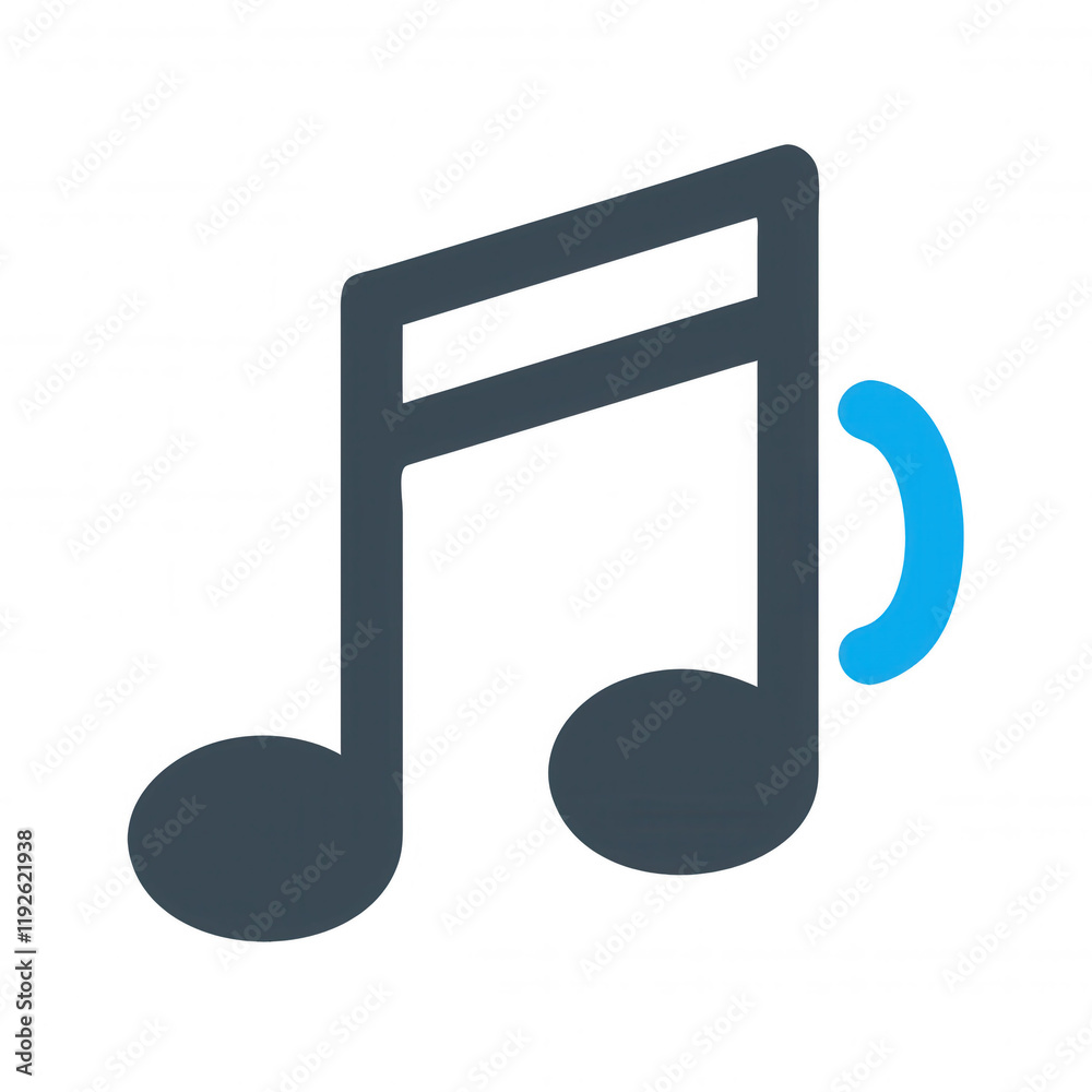 A stylized musical note symbol representing sound and rhythm. A stylized musical note symbol representing sound and rhythm.