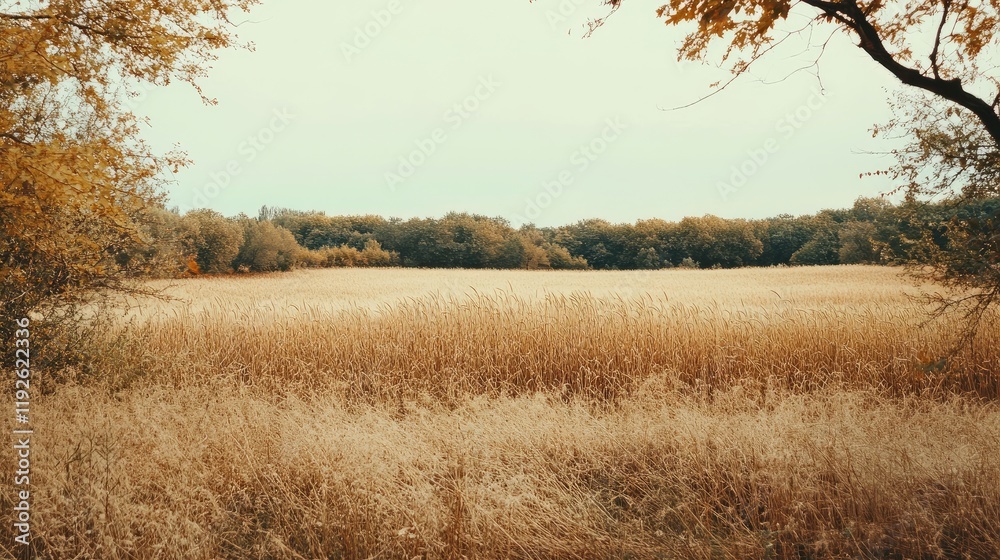 Golden wheat field in autumn scenery showcasing rustic countryside and dry rye stems emphasizing healthy crop cultivation and nature's beauty Golden wheat field in autumn scenery showcasing rustic countryside and dry rye stems emphasizing healthy crop cultivation and nature's beauty