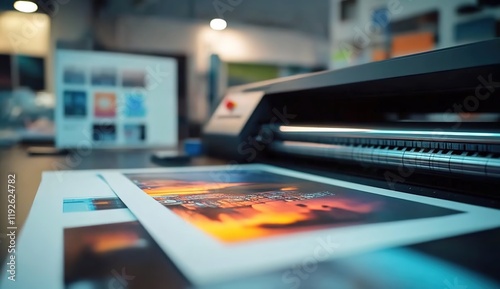 Wallpaper Mural A large, modern, high-resolution printer printing colorful images onto paper in an office setting. Torontodigital.ca