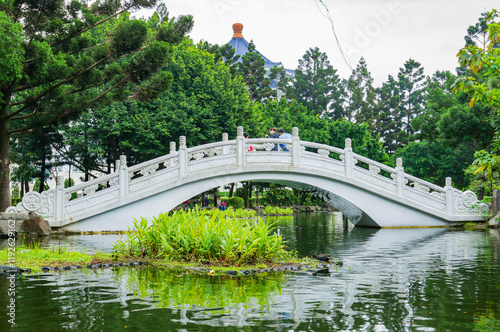 Beautiful bridge and reflction around Guanghua Lake photo