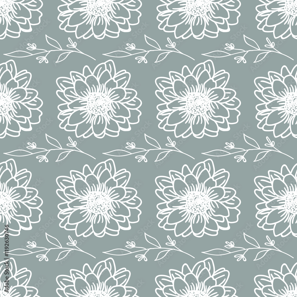 Seamless floral background fabric with ditsy and daisy pattern Seamless floral background fabric with ditsy and daisy pattern