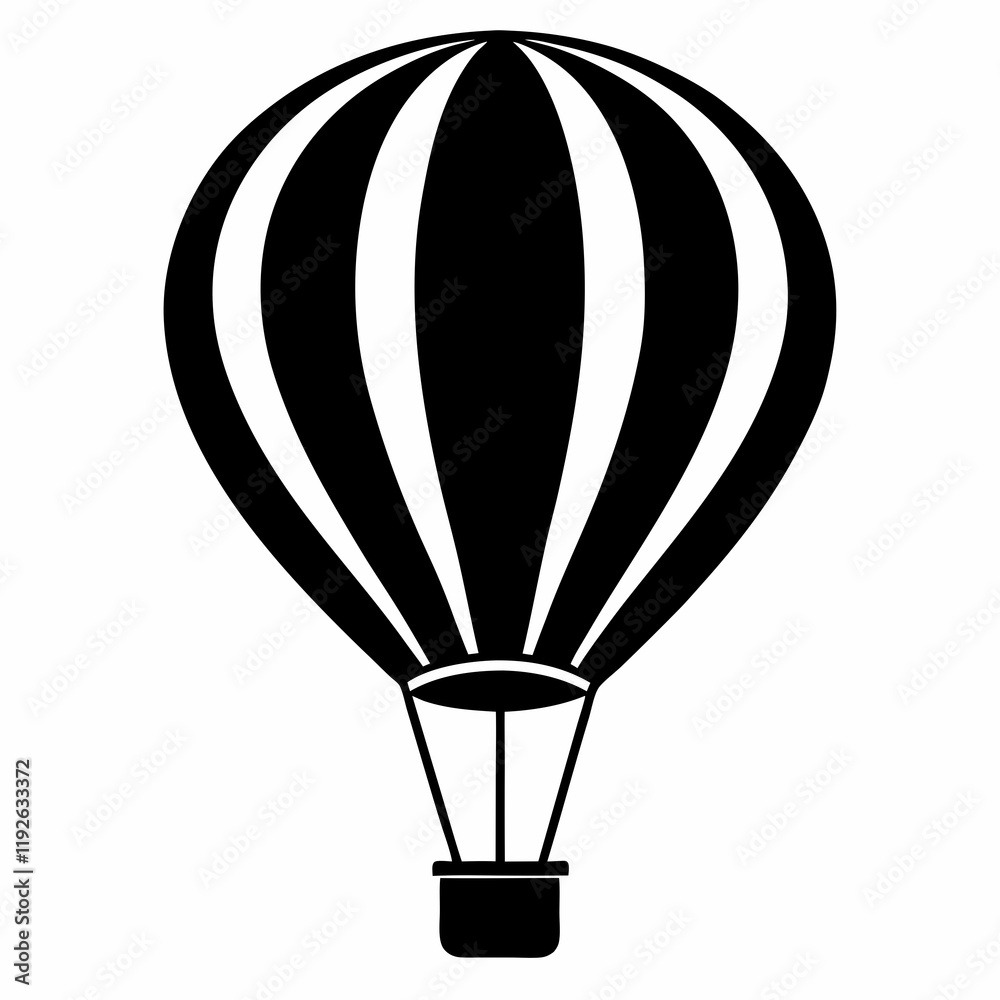 Naklejka premium Black Silhouette Hot Air Balloon