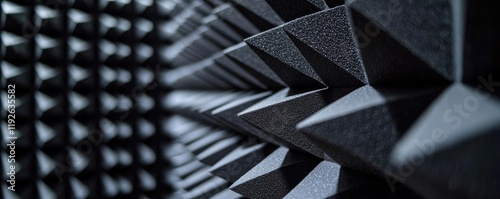 Studio absorber concept. A close-up of soundproof foam panels, designed for acoustical treatment in studios.