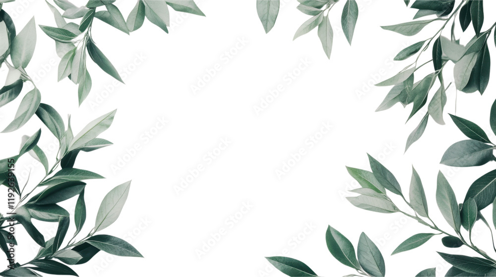 Elegant Green Leaf Border Design - Nature's Artistic Frame
