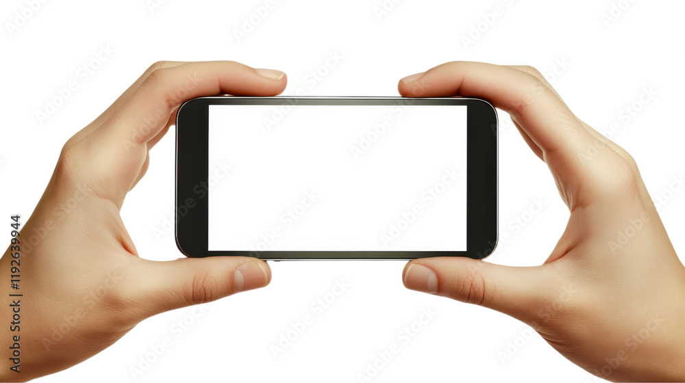 Hands Holding a Blank Smartphone Display - Modern Technology Hands Holding a Blank Smartphone Display - Modern Technology