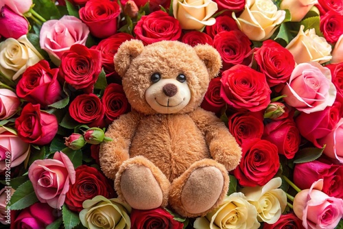 teddy bear with roses