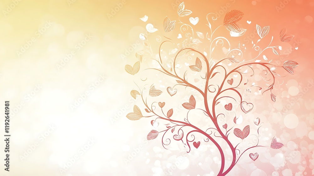 Heart Shaped Leaves Adorn A Whimsical Tree Design Heart Shaped Leaves Adorn A Whimsical Tree Design