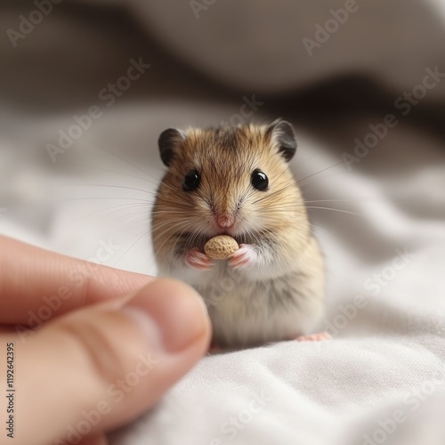 Cute Hamster Eating with Tiny Hands