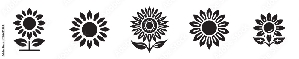 beautiful vector set of sunflower icons beautiful vector set of sunflower icons