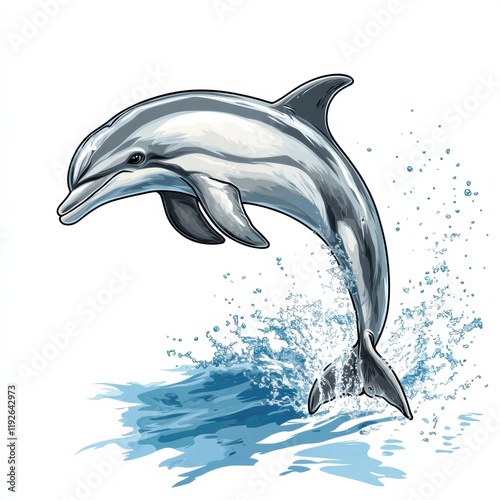 Wallpaper Mural Dolphin leaps joyfully above ocean waves in a vibrant and dynamic illustration showcasing marine life. Generative AI Torontodigital.ca
