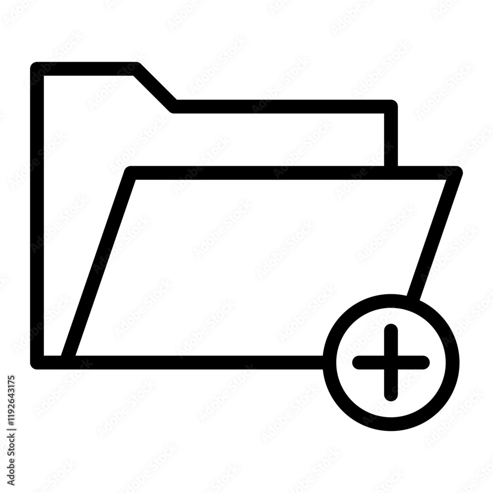 Fototapeta premium Create New Folder Vector Line Icon Design