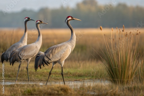 Cranes in the water