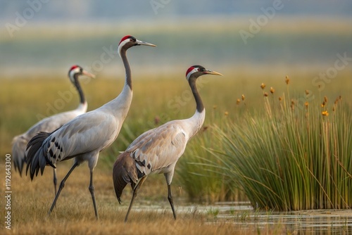 Cranes in the water